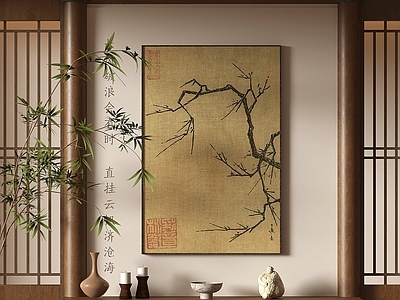 宋式美学玄关背景墙