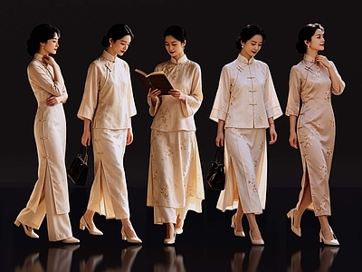 新中式多人 2D旗袍美女 新中式美女 古典美女 古装美女 古装美人