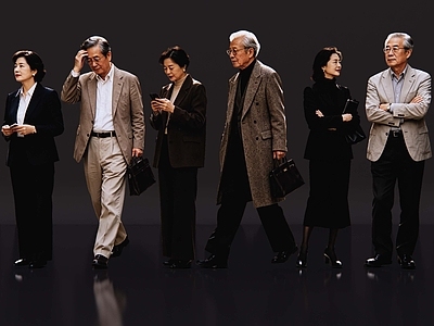 现代多人 2D亚洲老人 公司高管 职场老人 董事长夫妇 办公老人