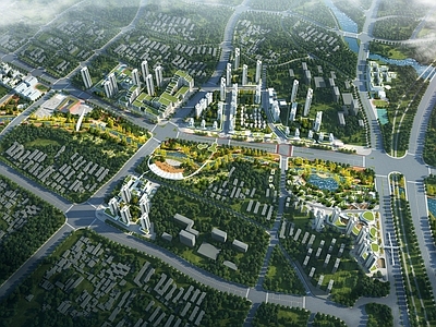 现代主义鸟瞰规划 城市更新 城区规划 现代主义 城市设计 商业建筑
