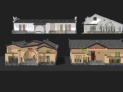 中式其他景观小建筑 公厕 洗手间 乡村厕所 景区厕所