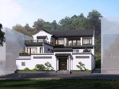 中式独栋别墅 新中式独栋别墅 四合院建筑 乡村民房