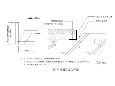 其他节点详图 不锈钢收边大样图