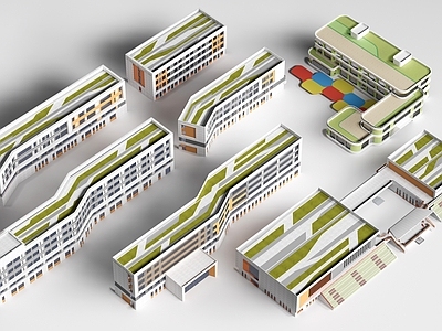 现代主义学校建筑 现代学校建筑 教学楼建筑 中小学建筑 行政楼办公楼
