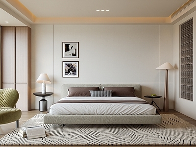 现代简约家居卧室 现代意式卧室 主卧 次卧