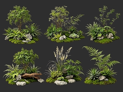 禅意花境 2D花境植物组团 花卉花镜 花草镜植物组合 花草花丛 地被花灌木球