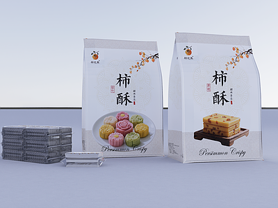 新中式食物饮料 精细建模 塑料包装 不规则 食品