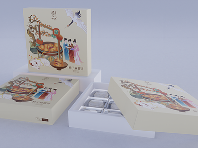 中式食物饮料 精细建模 精细食品 塑料冲压包装 文创食品包装 网红特产包装
