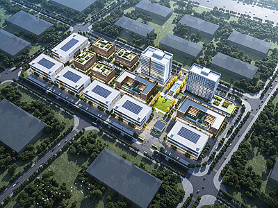 产业园建筑 产业园全套图纸 产业园施工图 产业园 产业园效果图 厂房