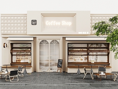 奶油风咖啡厅 现代咖啡厅 奶茶店 烘培店 甜品店 门面