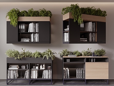 现代简约文件柜 文件柜 办公文件柜 绿植文件柜 文件柜隔断 花箱文件柜