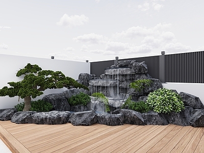 新中式景观庭院 园林景观 鱼池 庭院水景