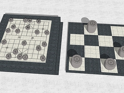 中式其他景观小品 户外象棋小品 树池坐凳 石凳