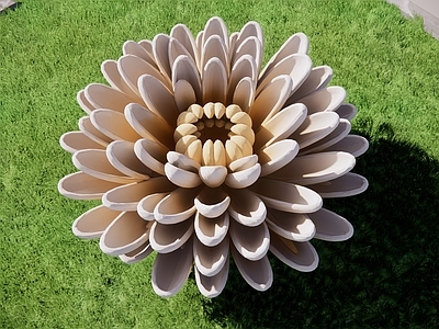 现代雕塑摆件 淡黄色蜡制菊花 现代风蜡质菊花 美陈雕塑