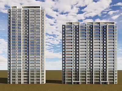 现代主义小高层住宅楼 现代小区建筑 现代住宅楼