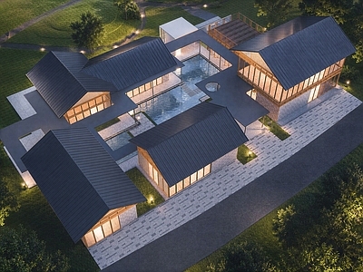 新中式民宿建筑 新中式民宿 新中式会所 乡村振兴学院 乡村展厅