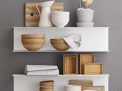原木风厨房用品 厨房餐具搁板架