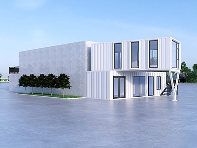 现代主义小公建 集装箱房屋 网红集装箱 集装箱店铺 临时建筑