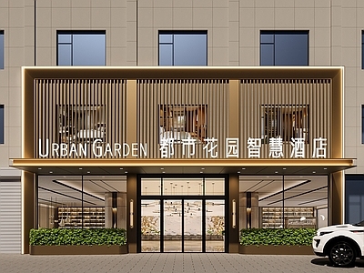 轻奢门头 酒店门头外观雨棚 外观门面门头雨棚 不锈钢门头雨棚 洗浴民宿餐饮外观 商店会所餐厅门头
