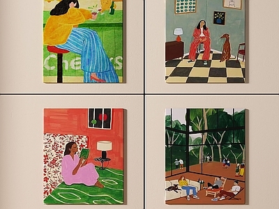 复古组合画 复古抽象组合画