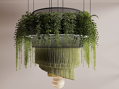 现代垂直绿化 吊篮绿植 绿植吊灯 吧台吊灯 植物吊饰