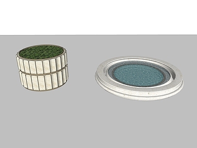 欧式庭院小品 圆型树池水景 极简景观花钵 石材树池小品 组合水景造景