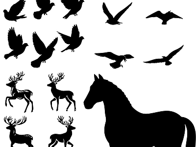 其他图库 花纹 纹理 贴图 贴图线稿 动物剪影
