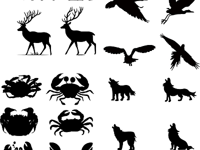 其他图库 动物 线稿 贴图 纹理 剪影