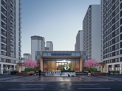 现代主义小区建筑 小区 景观  入口 售楼处
