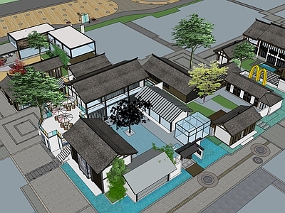 新中式商业街 传统院落 中式院落空间 川西林盘建筑
