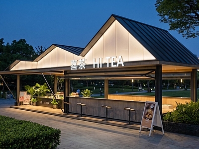现代售卖亭 现代户外奶茶店 现代户外餐饮建筑