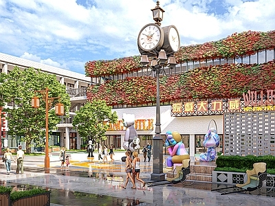 现代商业街 现代商业街 商业街道 商业广场景观 临街商铺