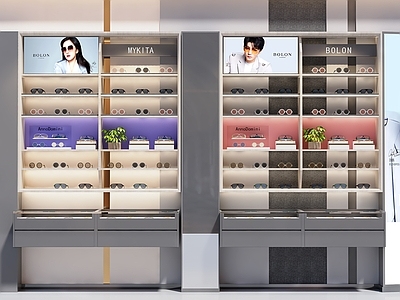 现代简约眼镜店 眼镜店货架 眼镜店边柜 高端眼镜店