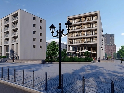 现代主义多层住宅楼 现代架空住宅