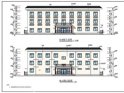 其他公共建筑 三层办公楼 办公楼平立面