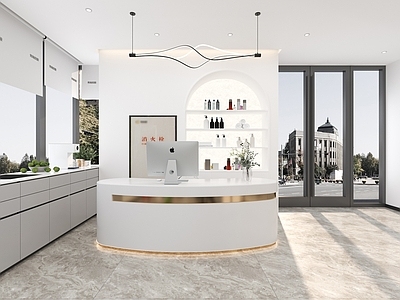 轻奢美发店 现代风理发店前台 理发店吧台 美容店前台 现代风美容店