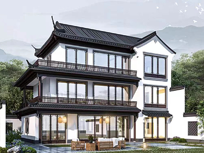 别墅建筑 绿城式仿古铝代木 仿古铝代木建筑 铝代木深化