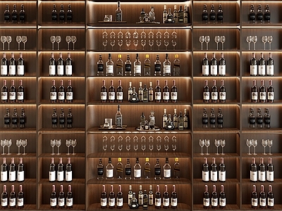 轻奢摆件组合 现代酒瓶酒杯摆件 酒瓶 酒杯 洋酒