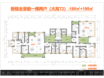 高层住宅 四代宅 双全景舱 一梯两户 T2户型 185户型