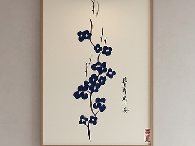 中式字画 新中式禅意画 水墨梅花