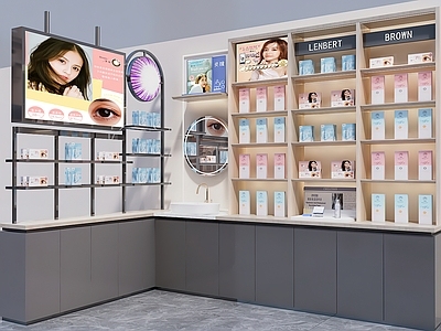 现代简约眼镜店 眼镜店货架 眼镜店边柜 高端眼镜店 美瞳眼镜柜