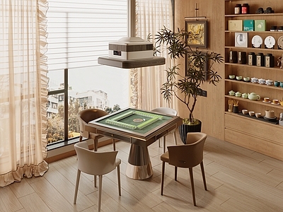 新中式棋牌室 棋牌室 麻将室 麻将桌椅 阳台棋牌室 茶柜