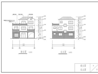 别墅建筑 两层半别墅施工图