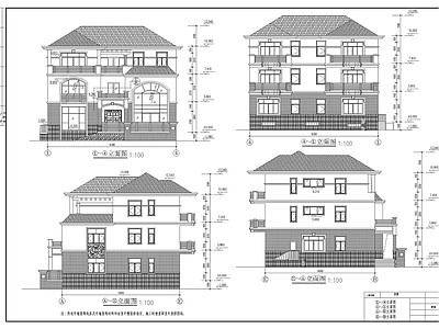 别墅建筑 三层别墅施工图