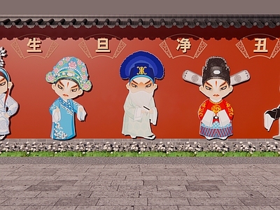 新中式打卡墙 戏曲文化网红打卡 戏曲文化打卡墙 戏曲文化景观装置 戏曲脸谱文化墙 戏曲国粹文化墙