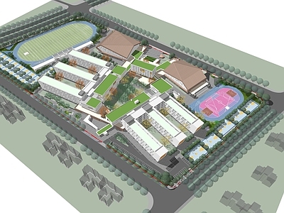 现代主义学校建筑 9年一贯制学校 花园学校