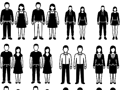 其他图库 人物 剪影 贴图 线稿