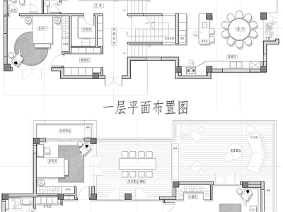 别墅 395平别墅 平面图 方案图 彩平图