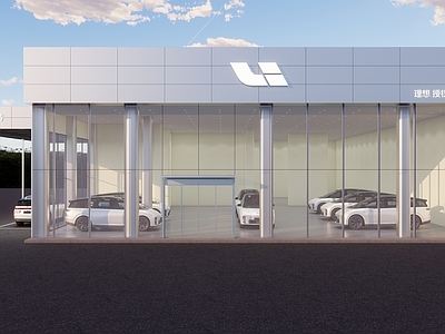 现代主义汽车4S店 理想汽车 4S店 外立面 汽车 展厅