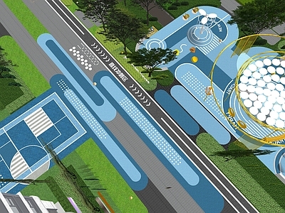现代主义儿童游乐空间 运动景观 儿童活动区 羽毛球场 运动球场